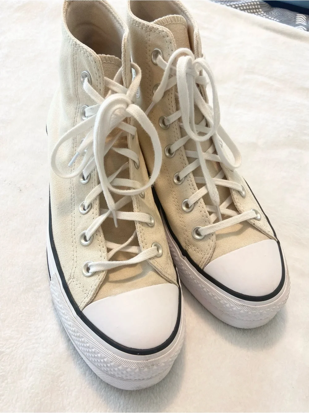 Converse High Top Platform Sneakers Cream